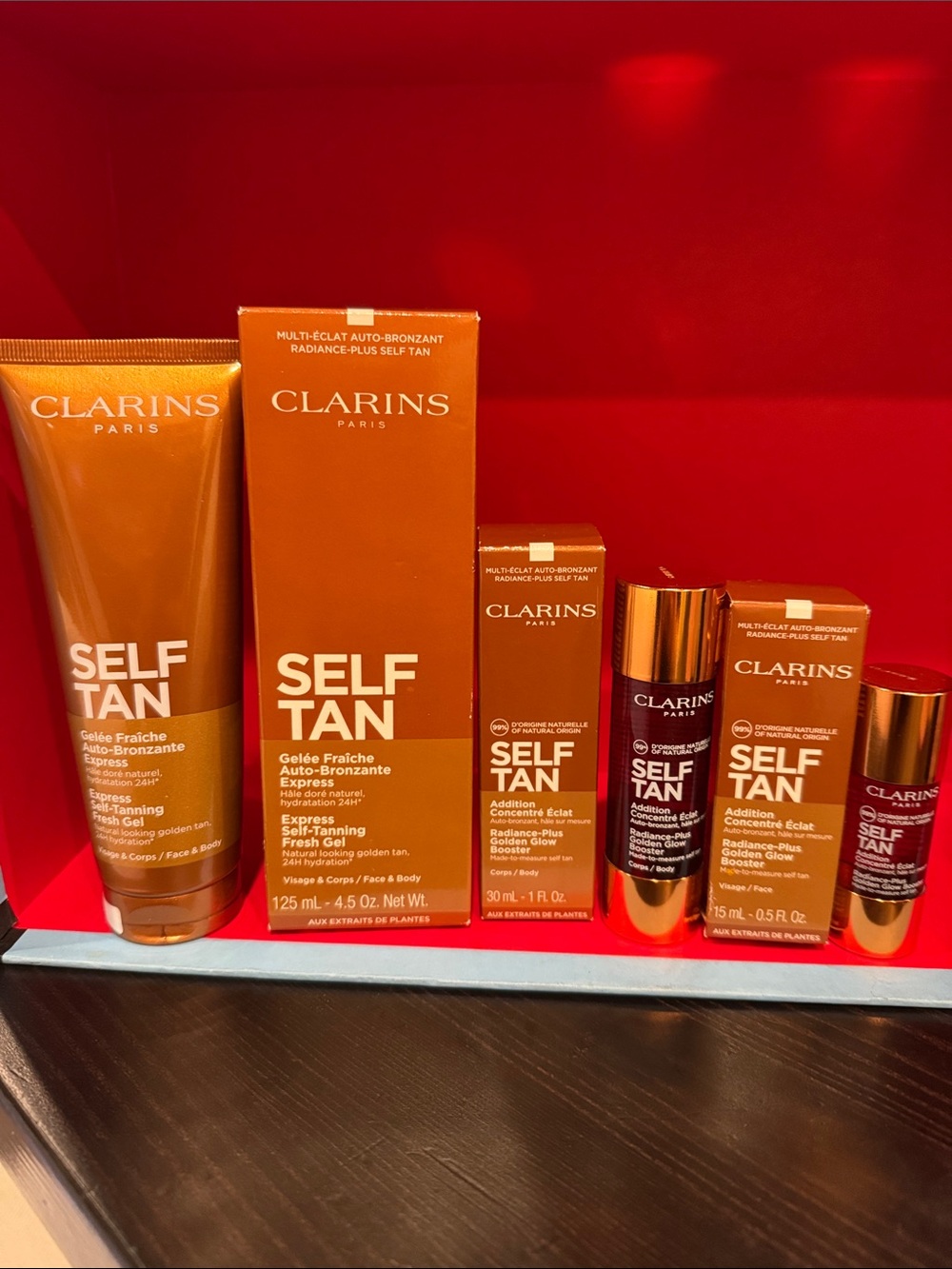 Clarins Self Tan Radiance Self-Tanning Gel & Boosters - Brown/Gold